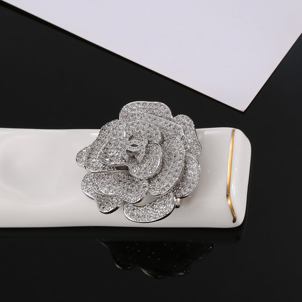 18K CC Camellia Diamonds Brooch