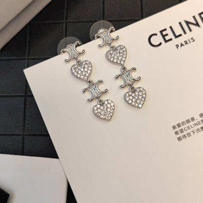 18K Triomphe Heart Pendant Earrings