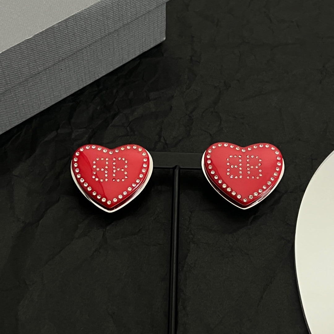 18K BB Red Heart Earrings