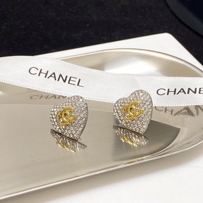 18K CC Heart Diamonds Earrings