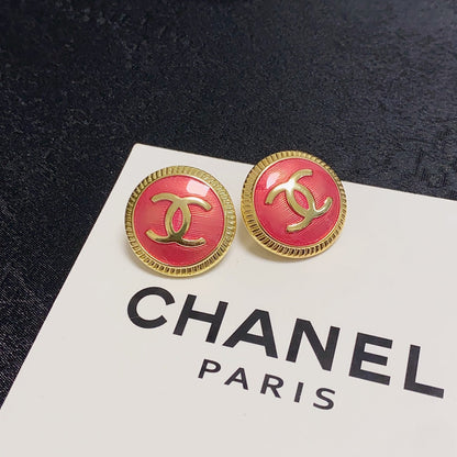 18K CC Red Earrings