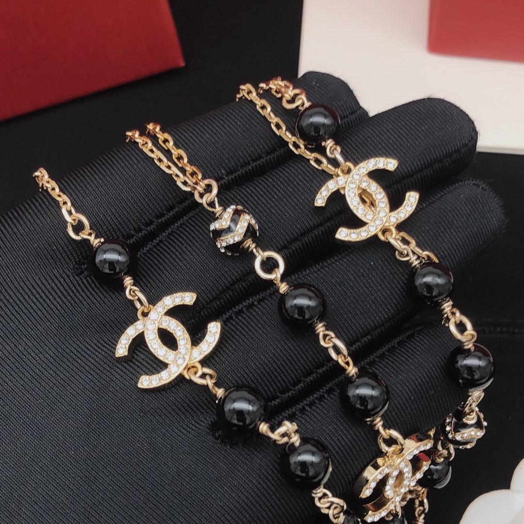 18K CC Black Pearls Necklace