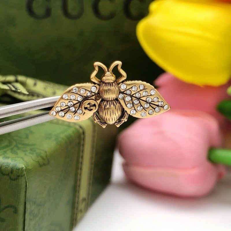 GG Pave Diamond Bee Earrings