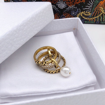 18K CD Pearl & Crystal J'Adior Rings