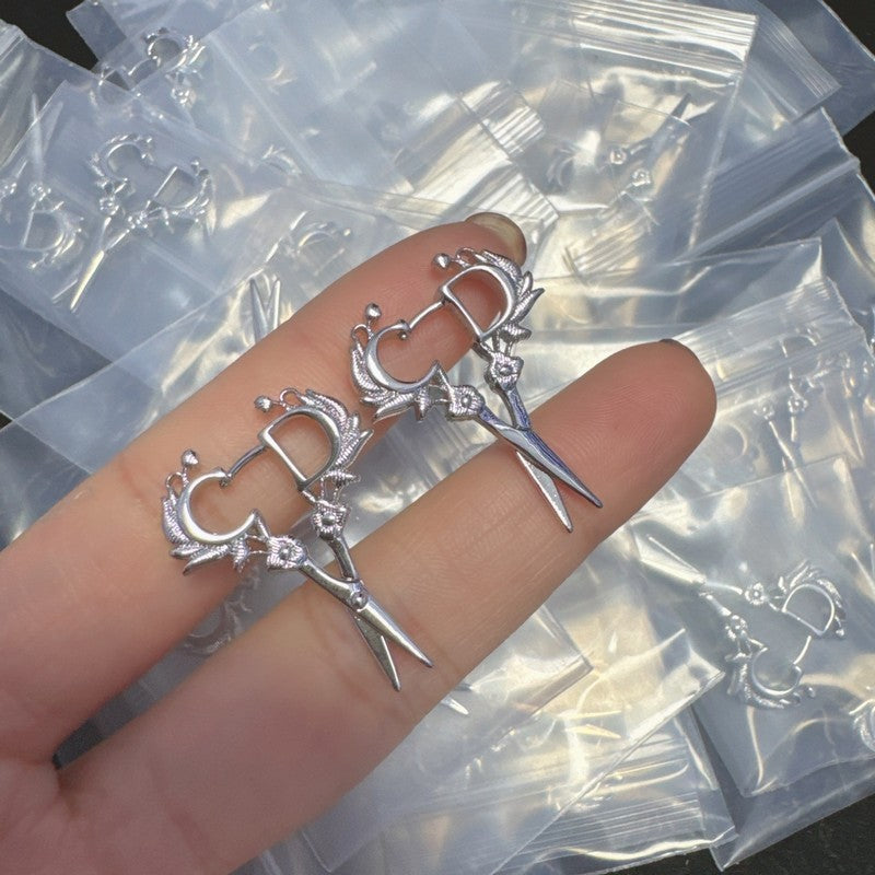 CD Scissors Gold Earrings