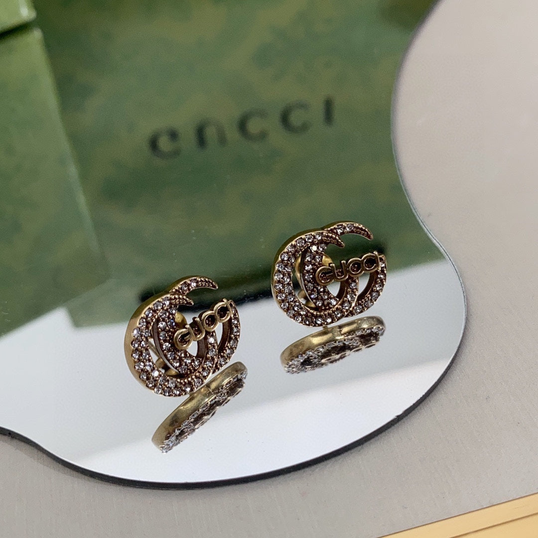 Boucles d'oreilles en diamants avec logo Double G 18 carats