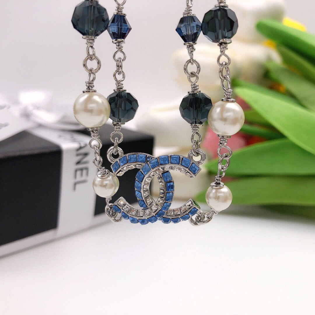 18K CC Blue Resin Necklace