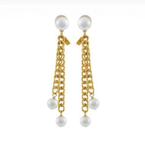 18K Triomphe Pearls Long Earrings