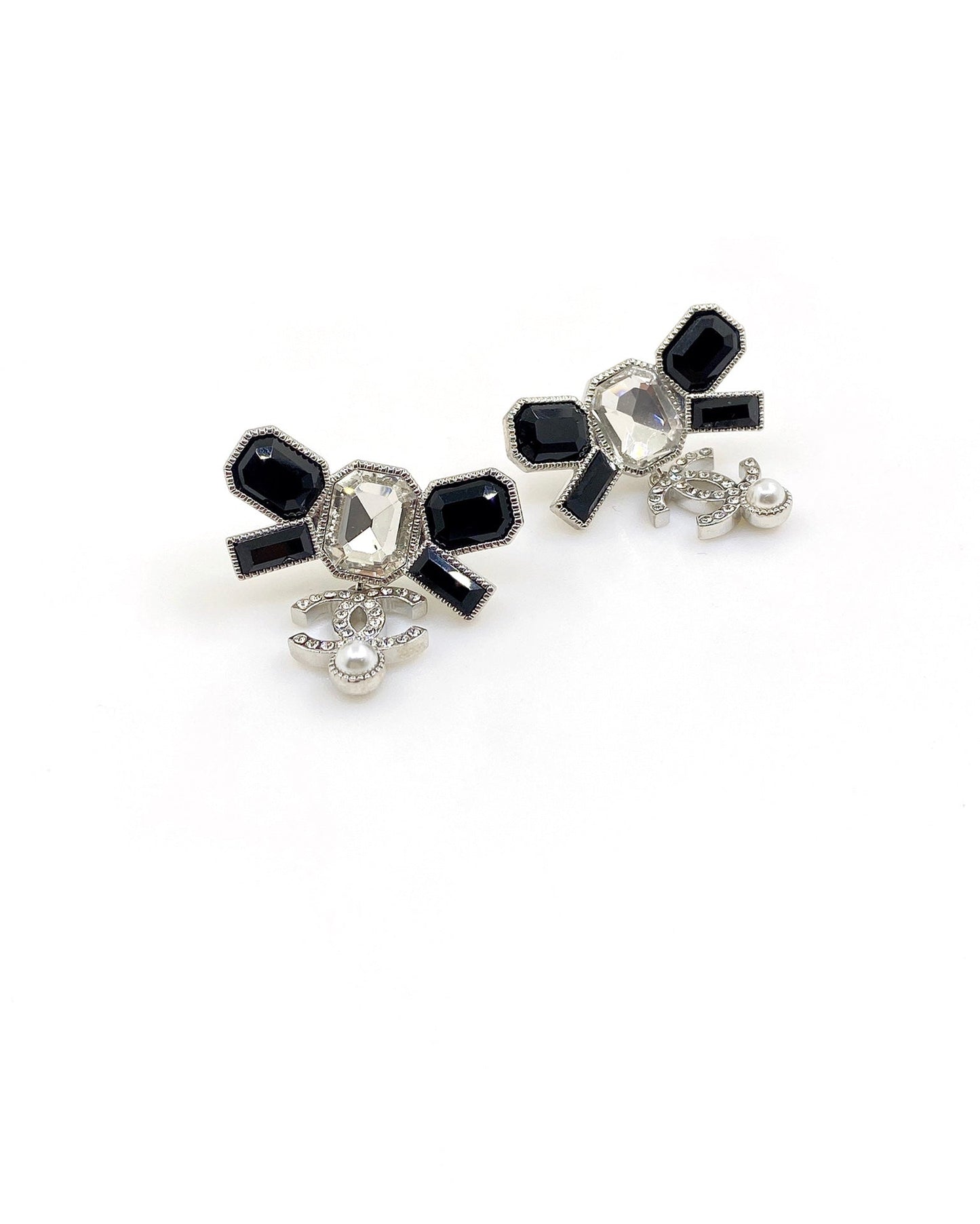 18K CC Bow Tie Crystals Earrings