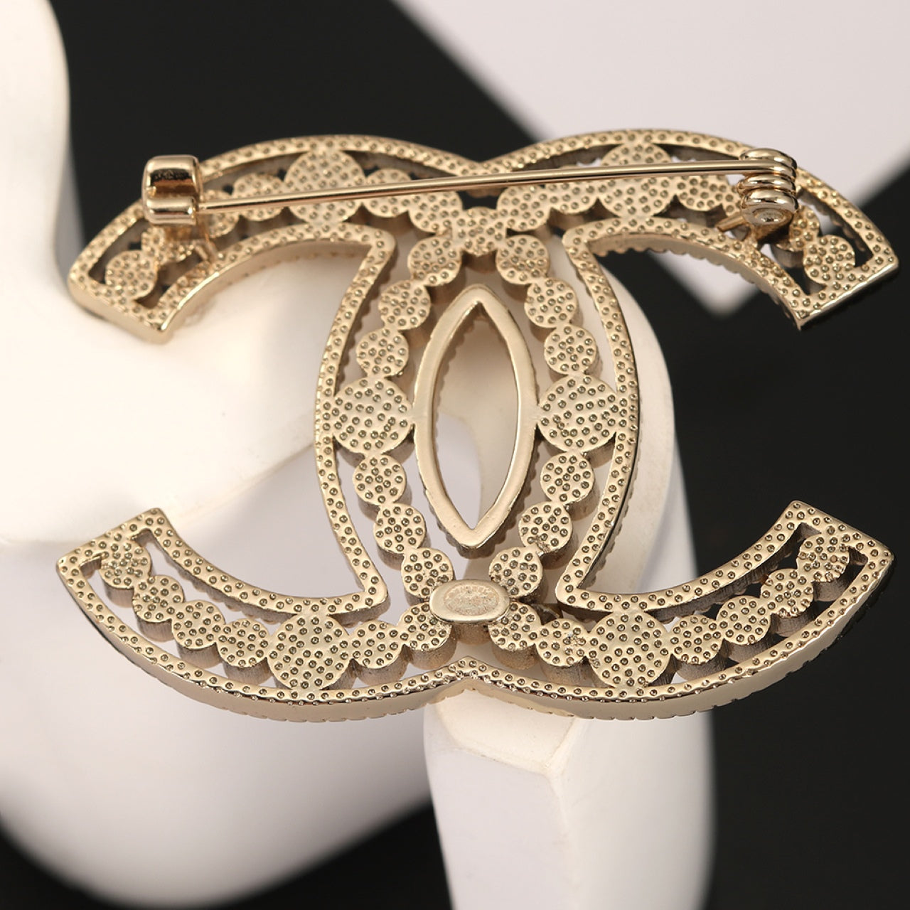 18K CC Pearls Brooch