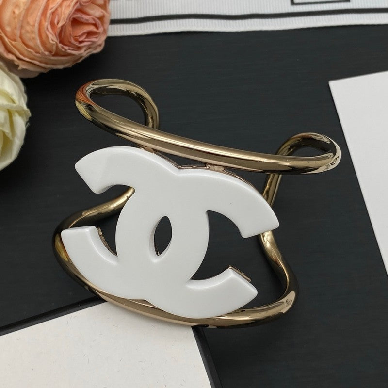 CC Black & White Gold Cuff Bracelet