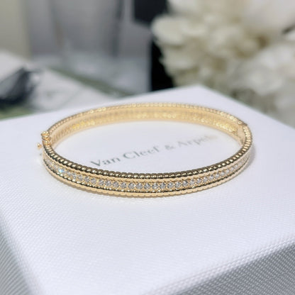 18K Yellow Gold Perlée Diamonds One Row Bracelet