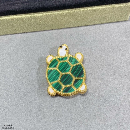 Broche à clip tortue animaux porte-bonheur 18 carats