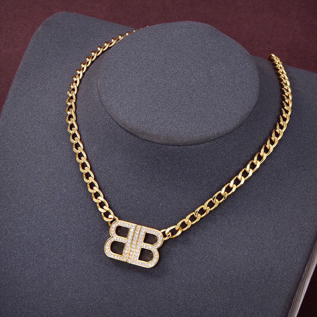 18K Balenciaga BB Icon Chain Diamonds Necklace