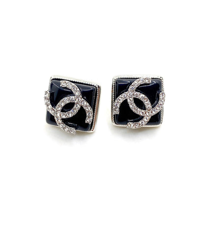 18K CC Square Earrings