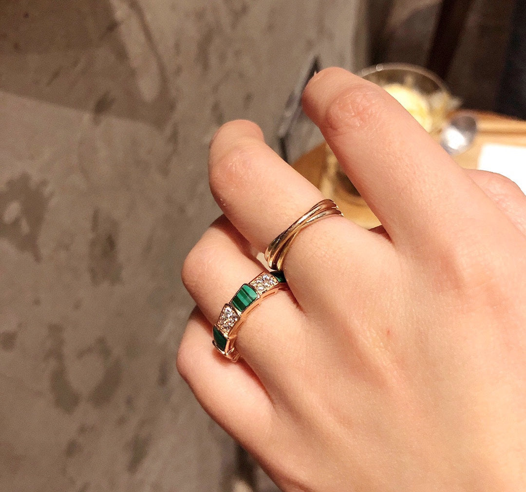 18K BV Serpenti Viper Malachite Ring