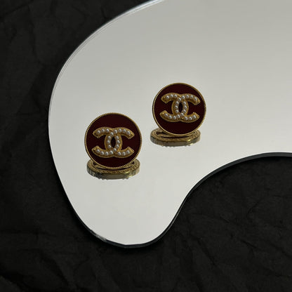 18K CC Red Earrings