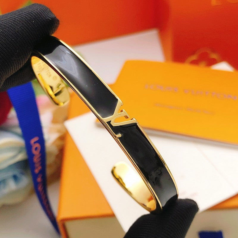 Louis Black Gold Open Cuff Bracelet