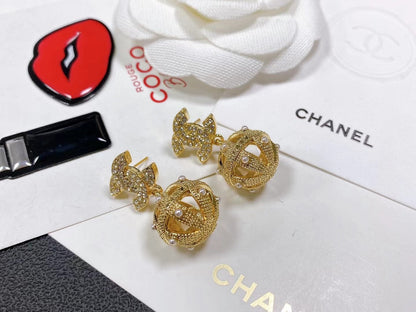 18K CC Ball Drop Earrings