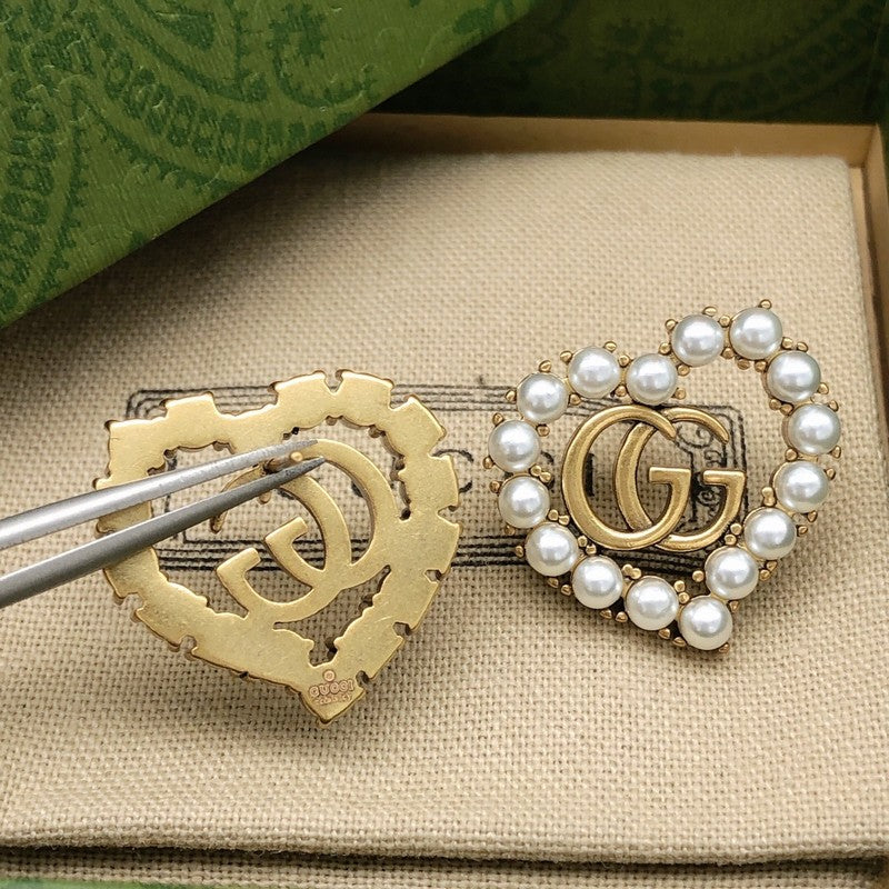 GG Pearl Heart Earrings
