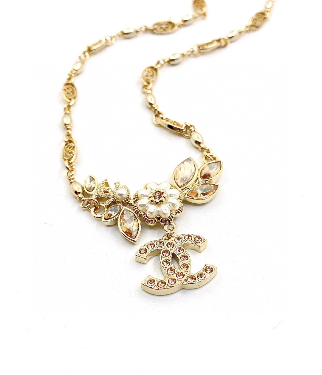 18K CC Flower Diamond Necklace