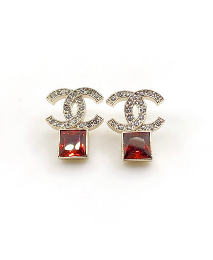 Boucles d'oreilles en cristal rouge 18 carats CC