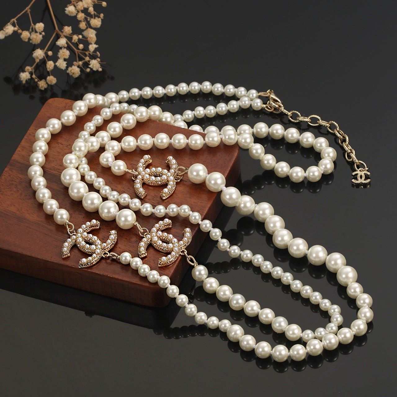 18K CC Long Pearls Necklace