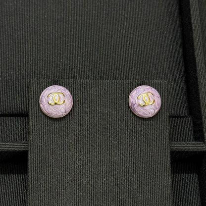 18K CC Purple Resin Gold Earrings