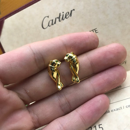 18K Tsavorite Garnet Panther Earrings