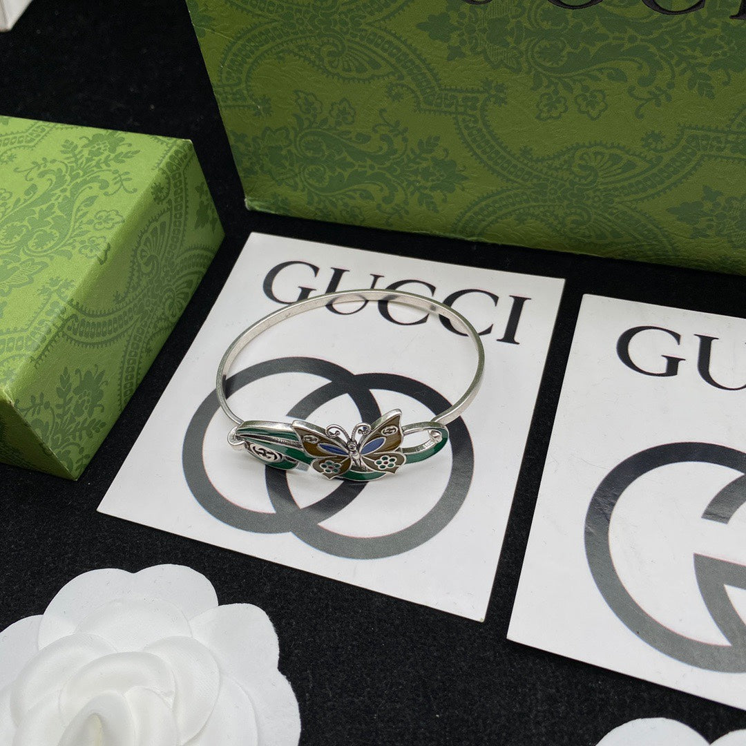 Double G Interlocking G & Butterfly Bracelet