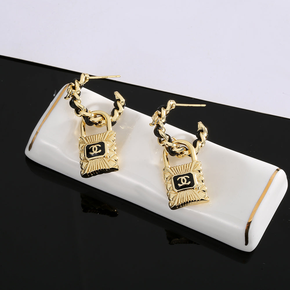 18K CC Lock Earrings