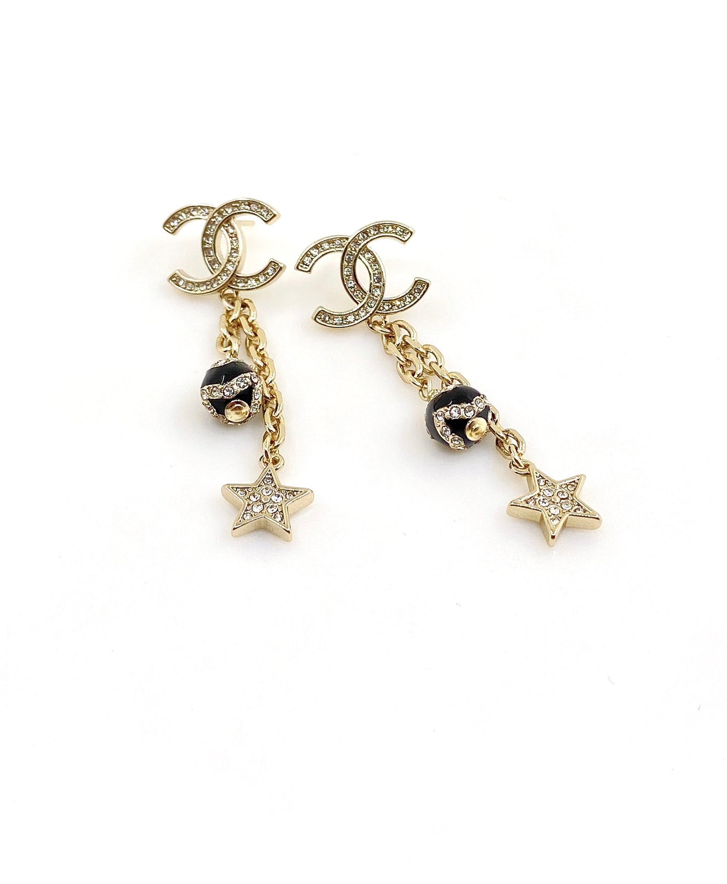 Boucles d'oreilles en perles étoiles CC 18 carats