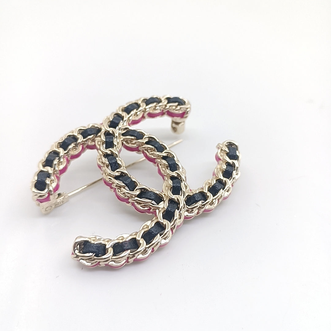 18K CC Leather Pink Brooch