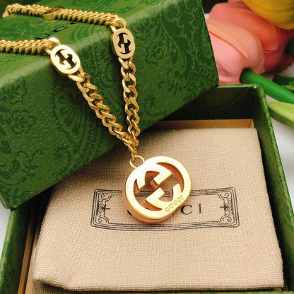18K GG Interlocking G Pink Pendant Necklace