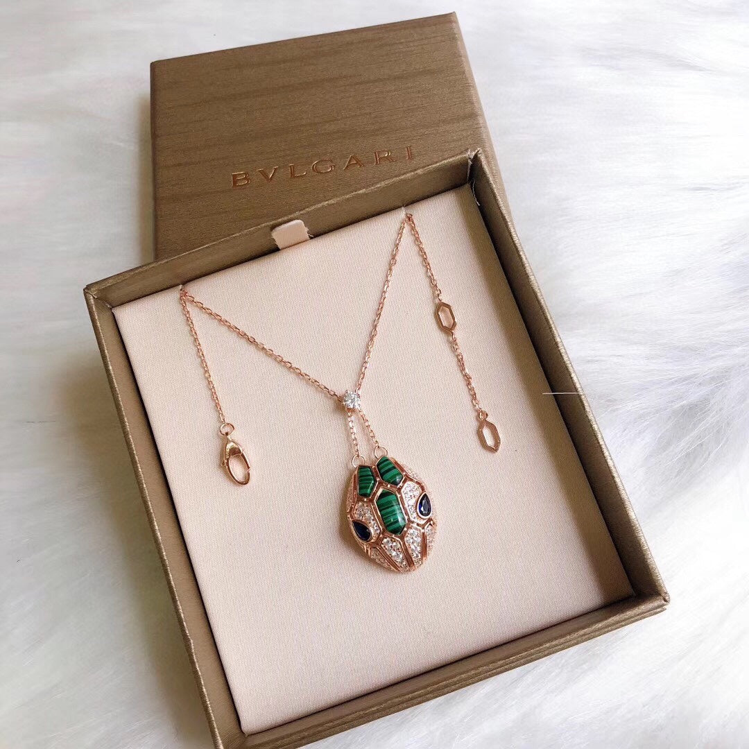 18K BV Serpenti Malachite Necklace