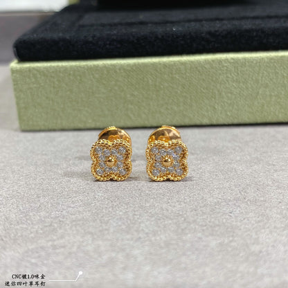 18K Vintage Alhambra Diamonds Earrings