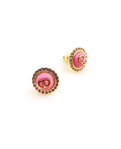 Boucles d'oreilles en cristal rose CC 18 carats