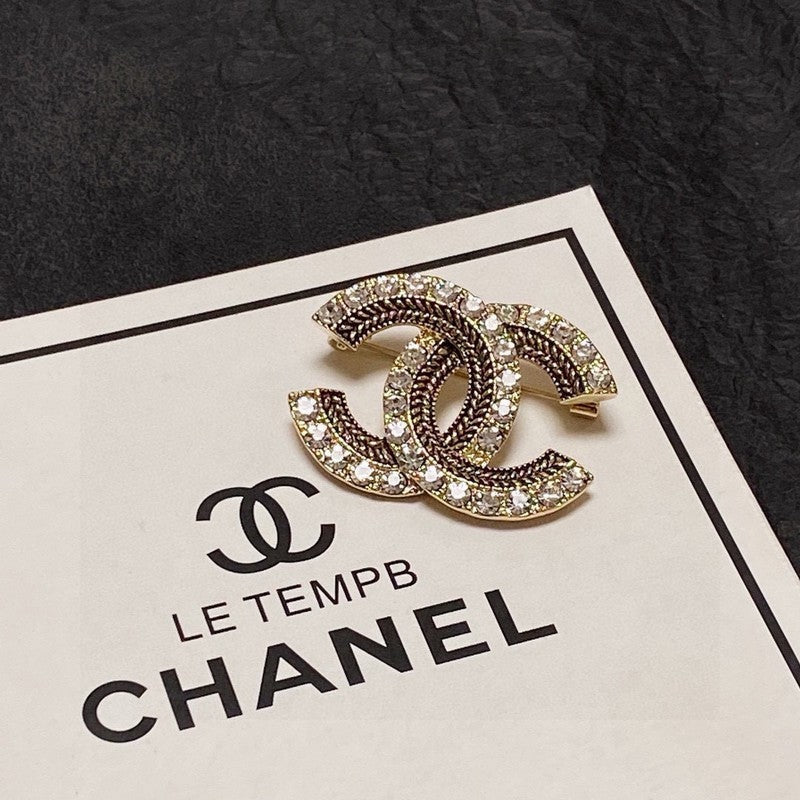 CC Diamond Gold Brooch