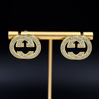 18K Double G Diamonds Earrings
