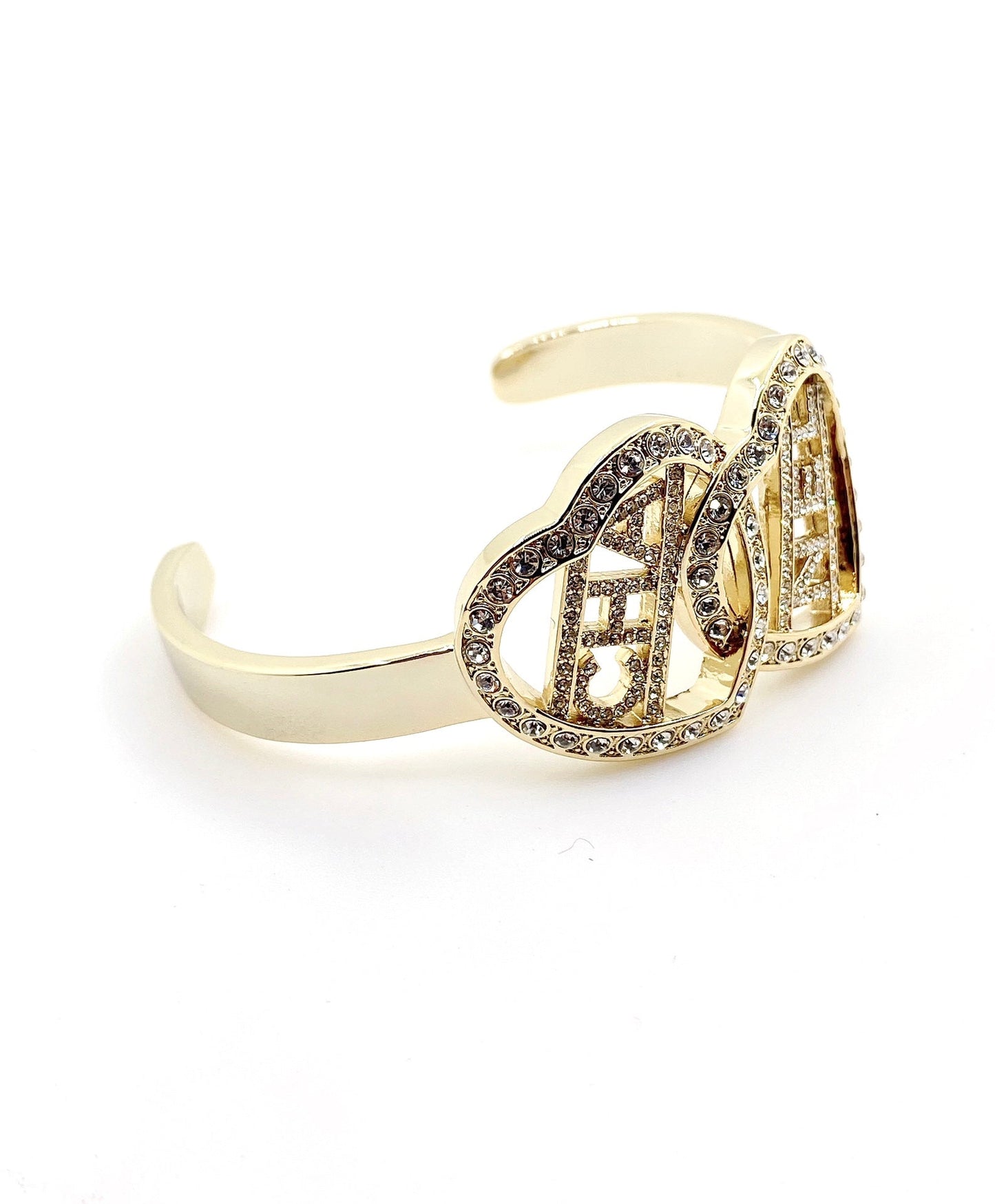 18K CC Crystals Heart Cuff Bracelet