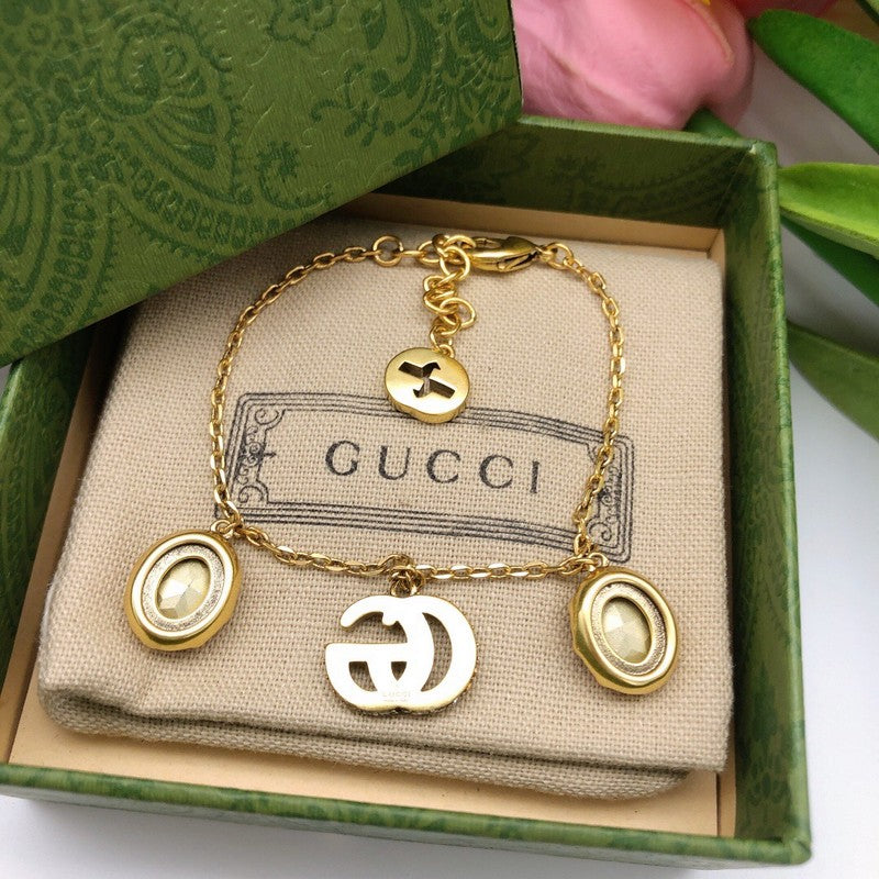GG Two Red Crystal Gold Bracelet