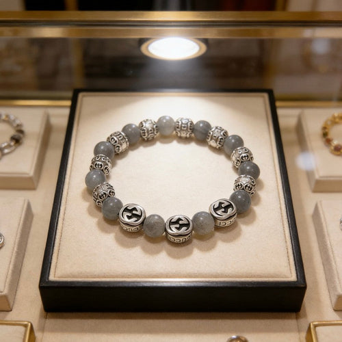 18K GG Anger Forest Grey Pearl Chain Bracelet