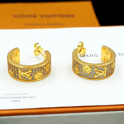 18K Louis Pave Diamond Hoop Earrings