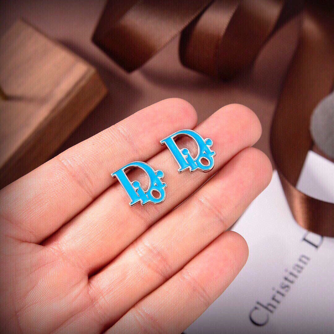 Boucles d'oreilles bleues CD 18 carats