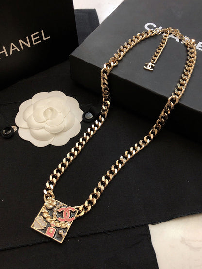 18K CC Pink Logo Chain Necklace