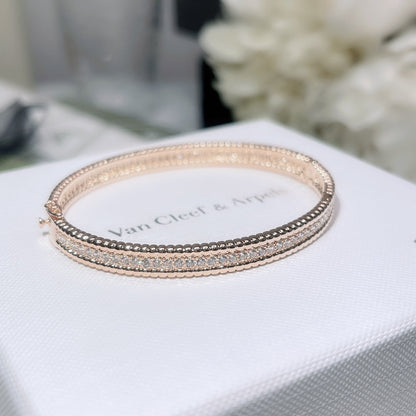 18K Rose Gold Perlée Diamonds One Row Bracelet