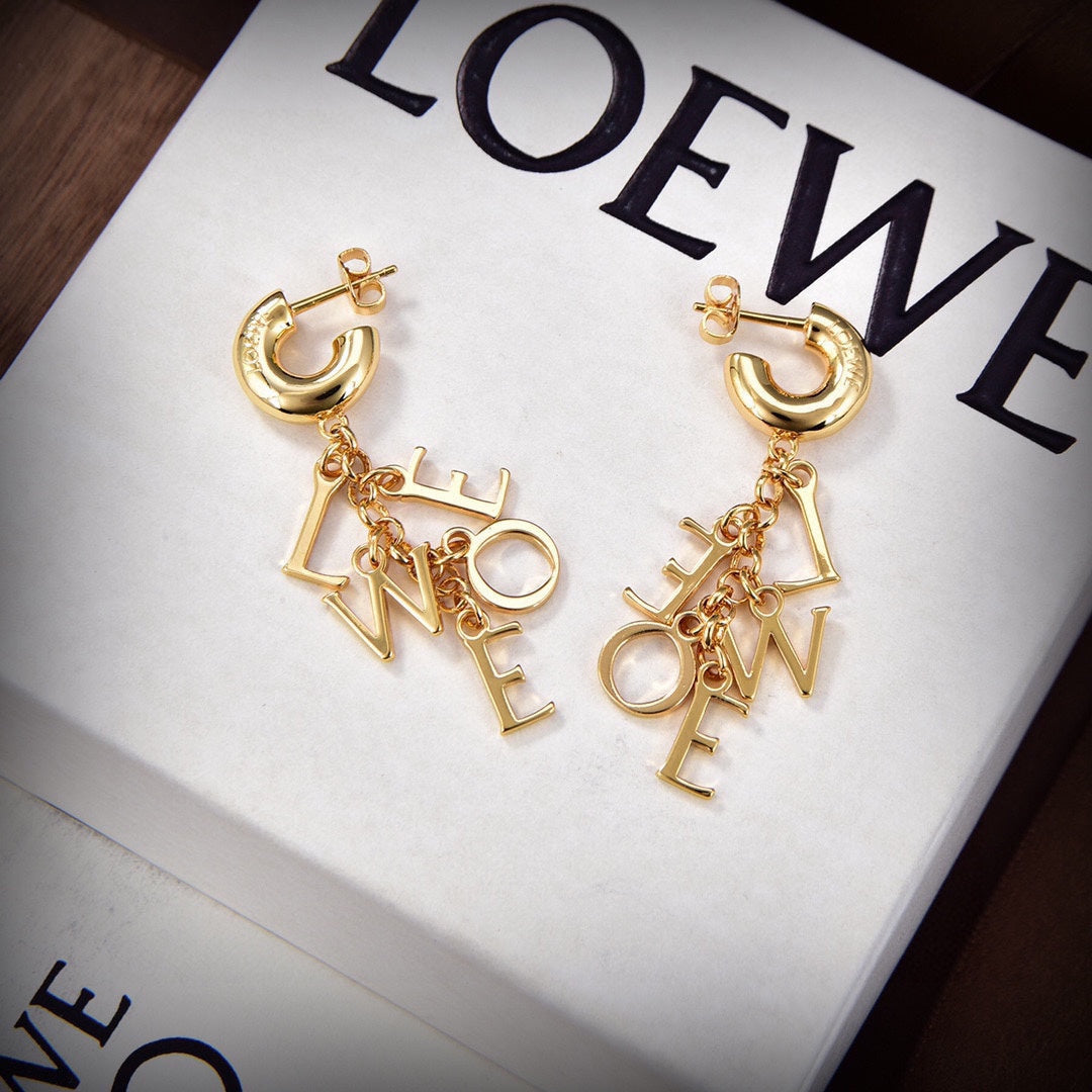 18K Anagram Script Earrings