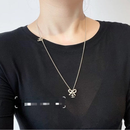 18K CC Gold Bow Tie Necklace
