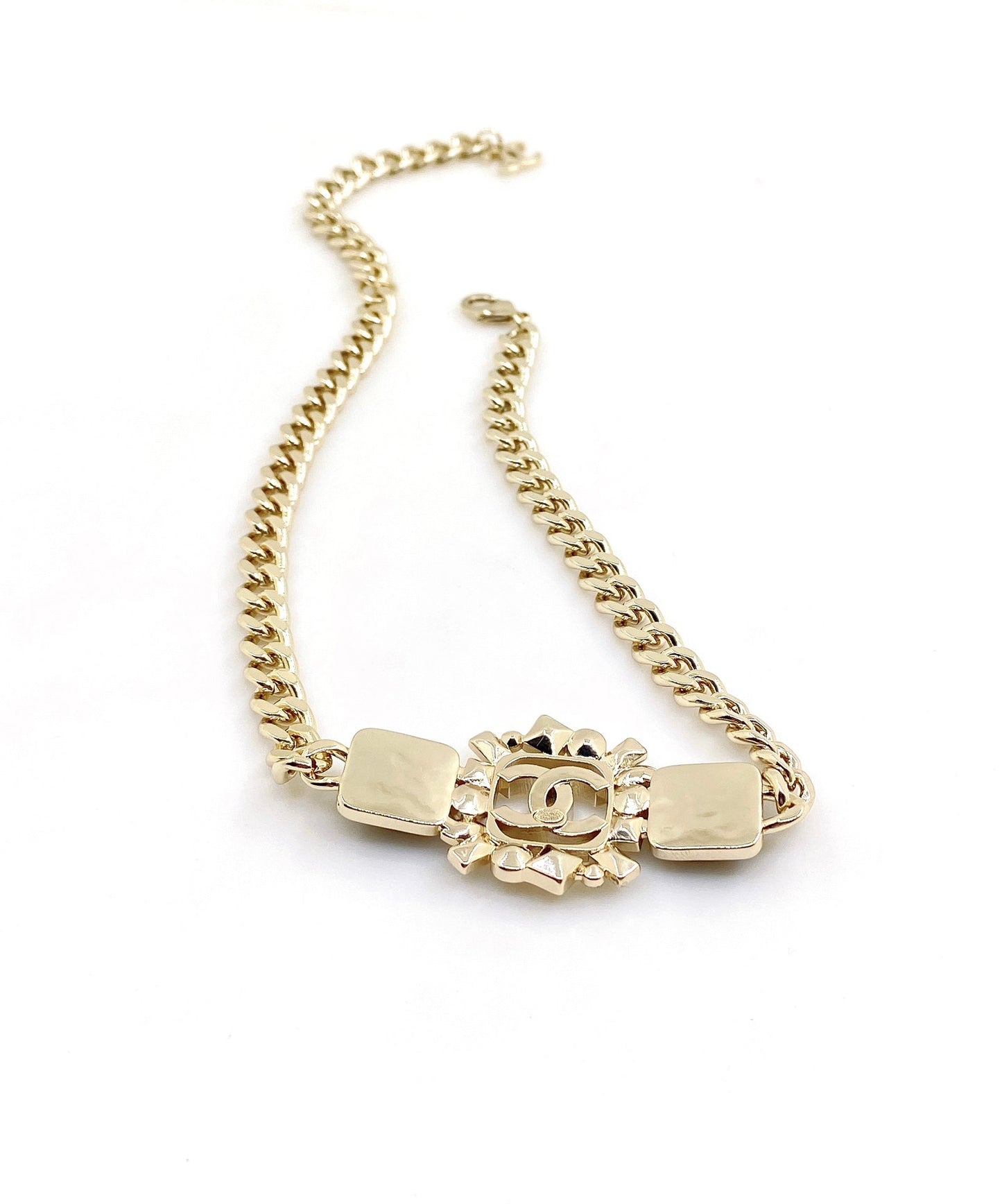 18K CC Black Crystals Chain Necklace