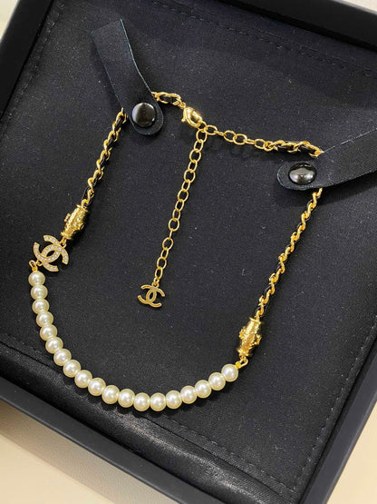 18K CC Pearl Chain Necklace